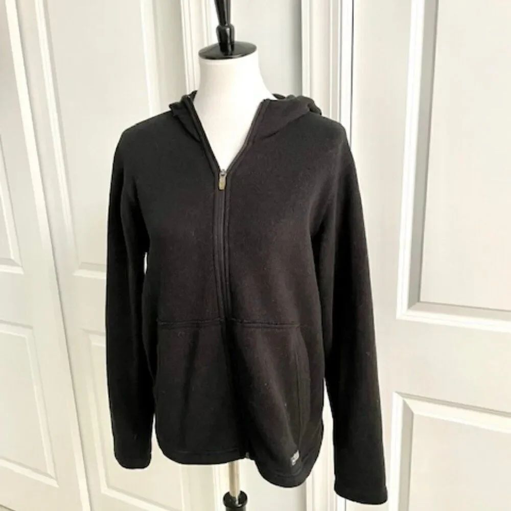 REI Women's Black Knit Hooded Full Zip Up Jacket Coat Size Large